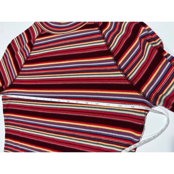 SO Goods For Life Y2K 90s Women's L Striped High Neck Ribbed Long Sleeve Top - Picture 8 of 8